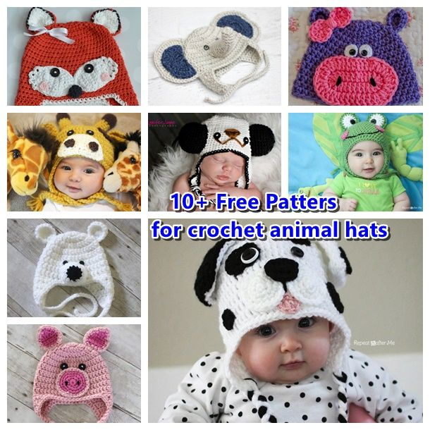 10 Crochet Animal Hats With Free Patterns Crochet Animal Hats Animal 