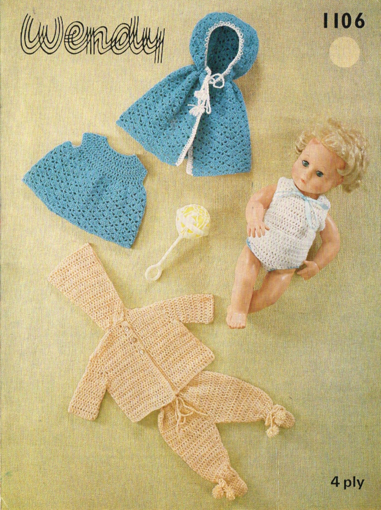 14 Inch Baby Dolls Clothes Crochet Pattern vintage Copy PDF Instant 