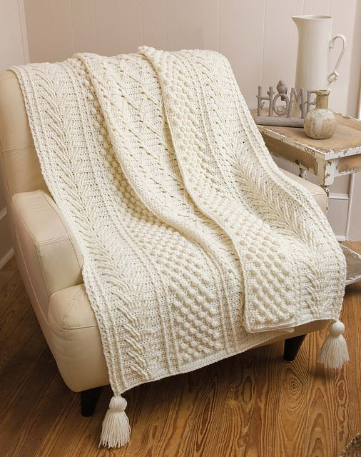 Aran Blanket Crochet Pattern Afghan Afghans Patterns Simple 