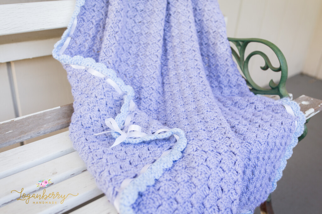 Baby Blue Scallops Crochet Blanket Free Crochet Pattern Loganberry 