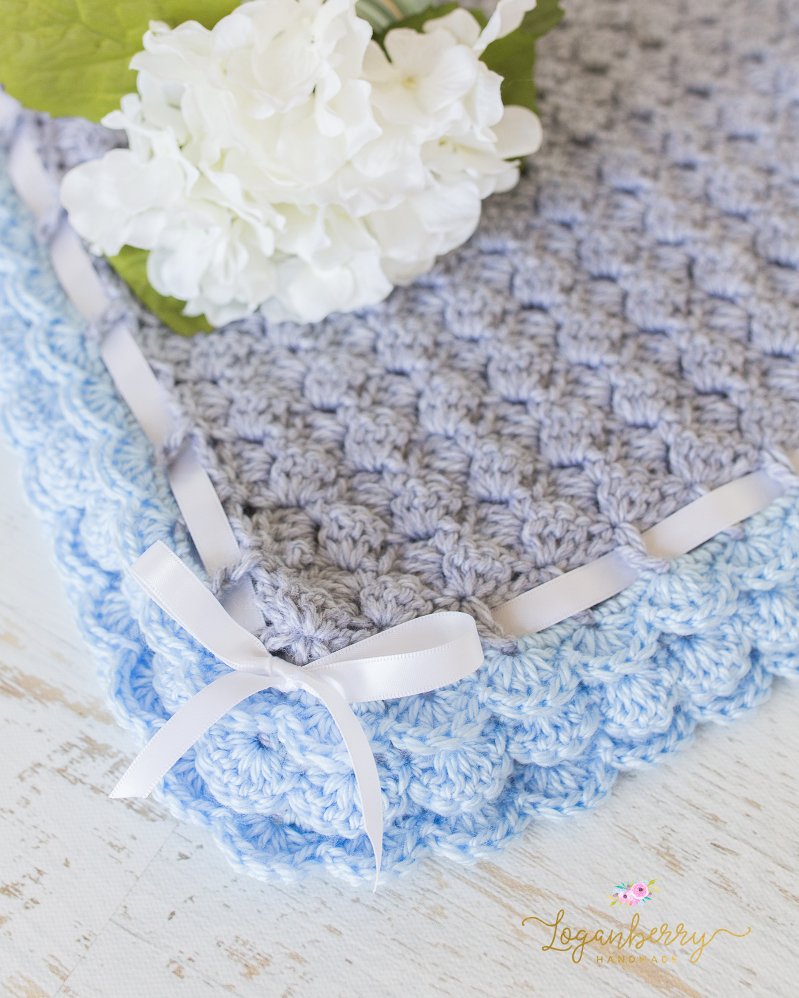Baby Blue Scallops Crochet Blanket Free Crochet Pattern Loganberry 