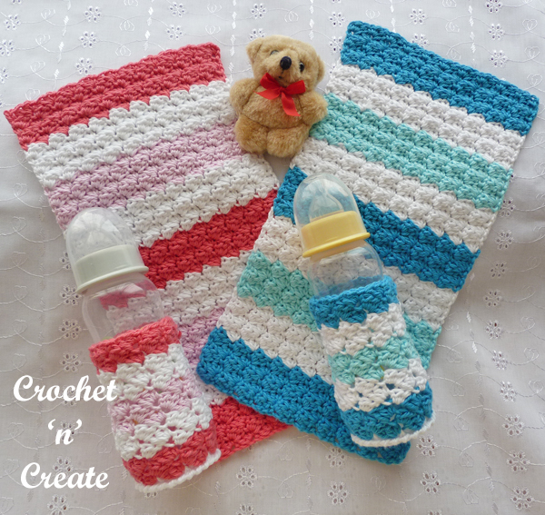 Baby Burp Cloth Bottle Cover Free Crochet Pattern On Crochet n Create