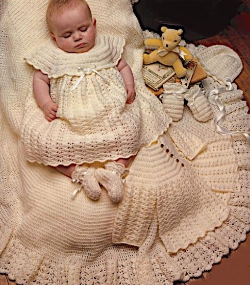 Baby s Heirloom Layette Vintage Crochet Pattern PDF Red Basket Crafts