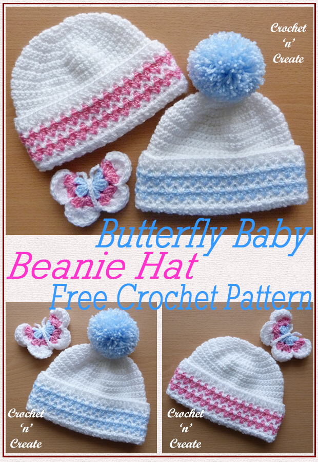 Butterfly Baby Beanie Hat Free Baby Crochet Pattern Crochet Baby Hat 