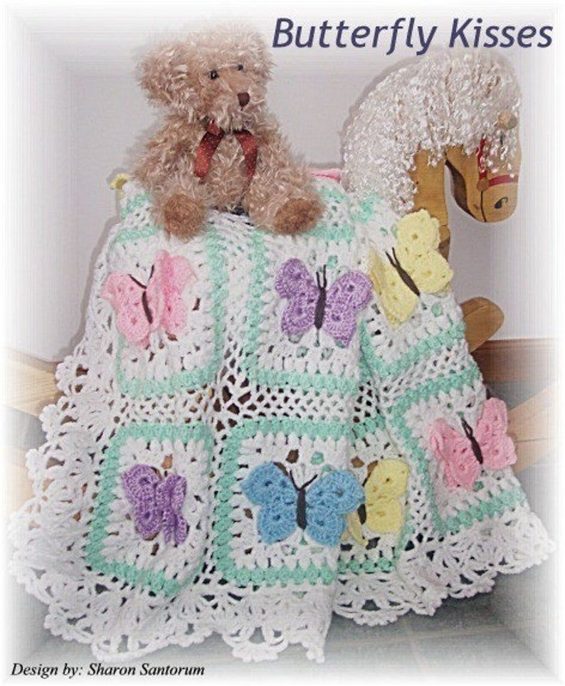 Butterfly Kisses Crochet Baby Afghan Or Blanket Pattern PDF Etsy 