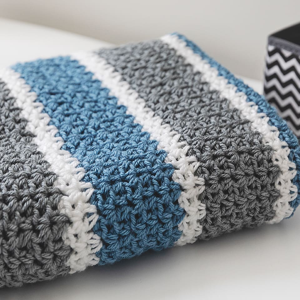 Cloudburst Striped Crochet Baby Blanket Pattern Leelee Knits