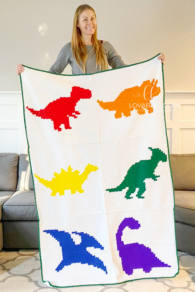 Corner To Corner Dinosaur Blanket Crochet Pattern Baby Blanket 