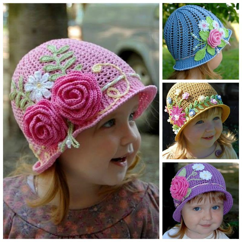 Creative DIY Adorable Crochet Flower Hats For Little Girls