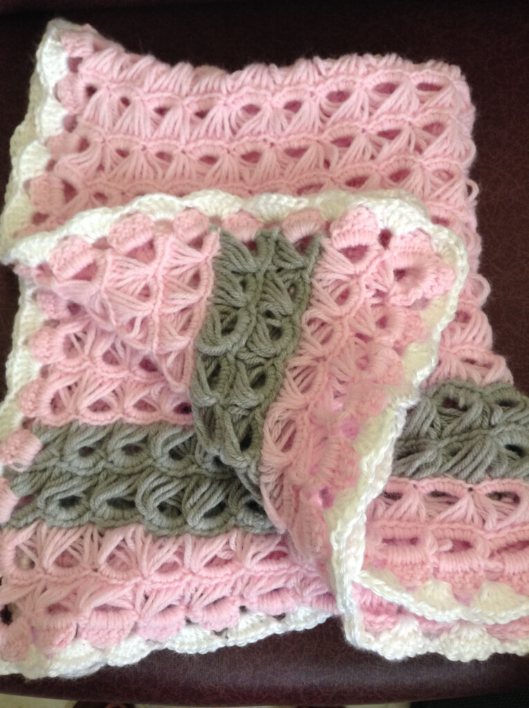 Crochet Baby Blanket Using Broomstick Lace And Shell Stitches 