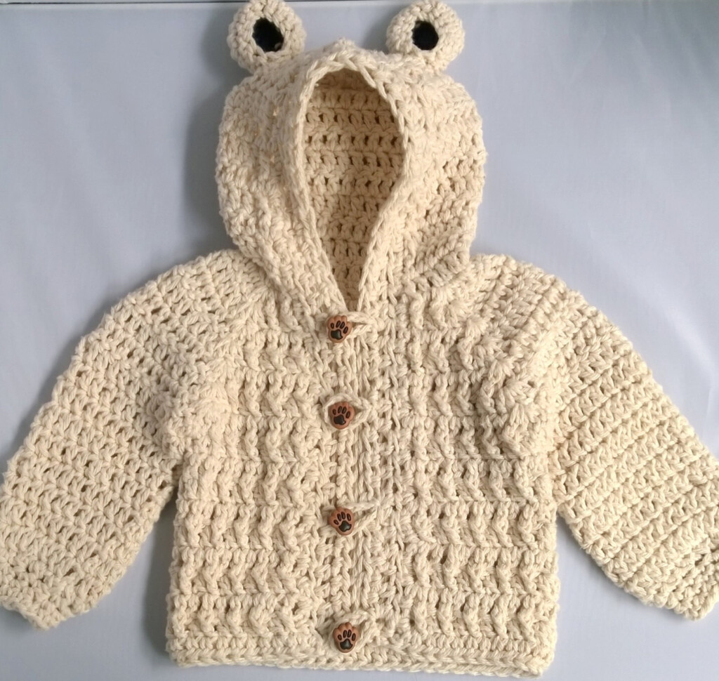 Crochet Baby Boy Sweater Bear Hood Baby Sweater By YarnForBaby