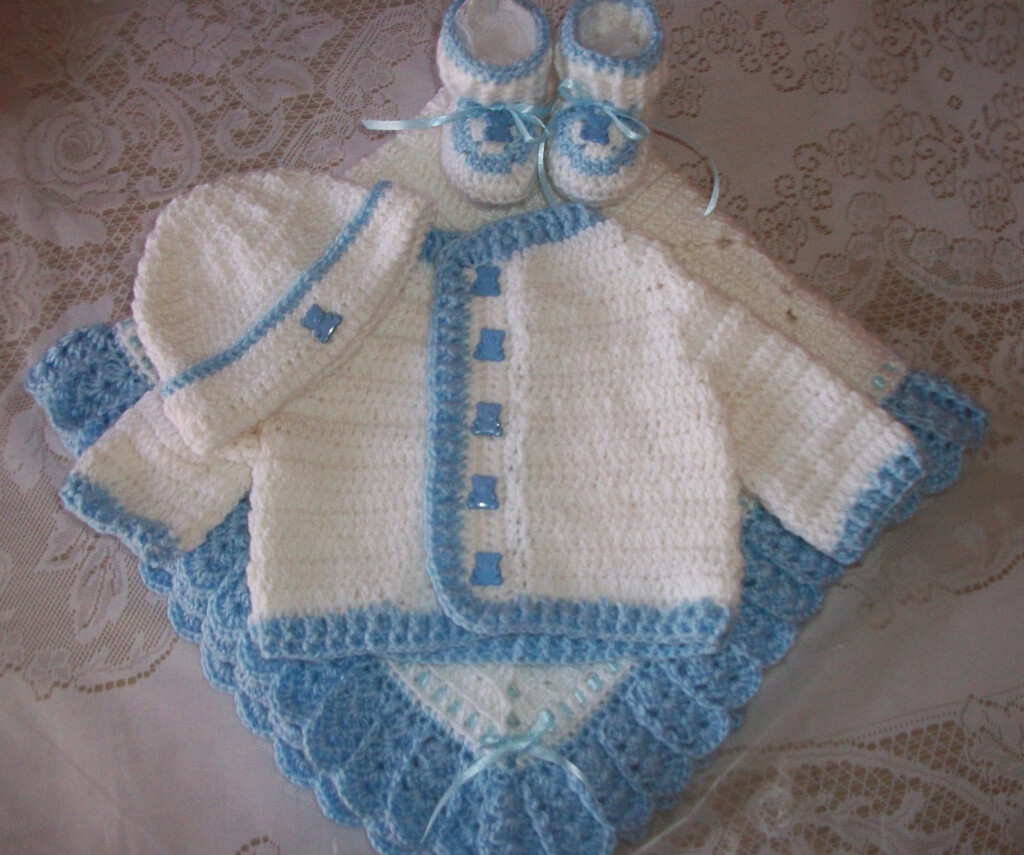 Crochet Baby Boy Sweater Set Layette By MADEWITHLOVEBYSUZIEQ Crochet 