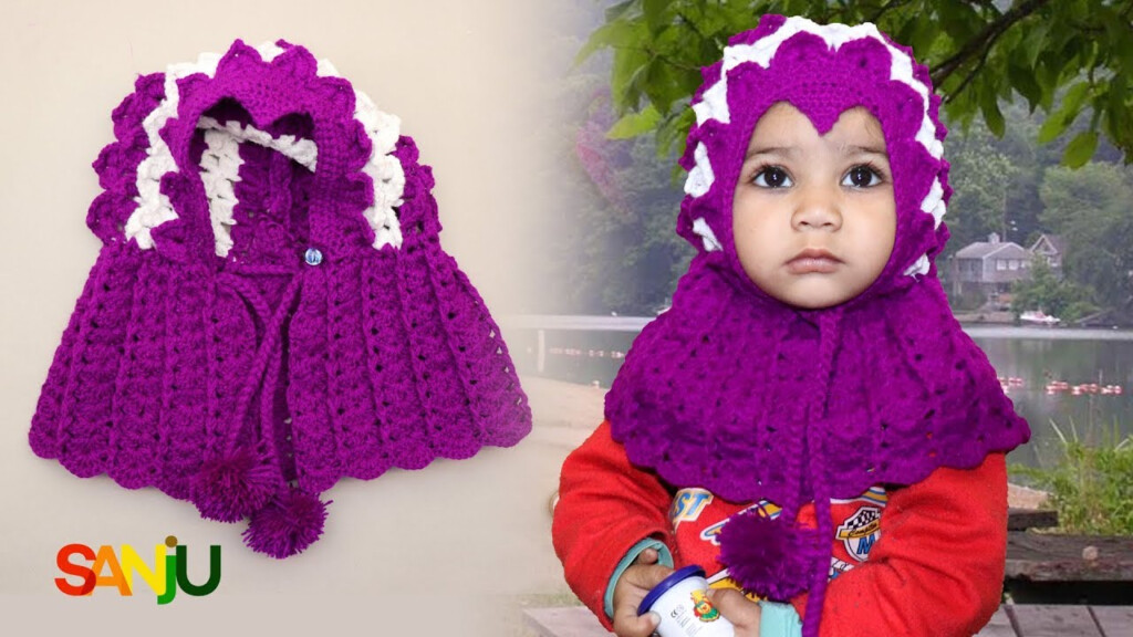 Crochet Baby Cape With Hood Pattern Two Color Crosia Cap YouTube