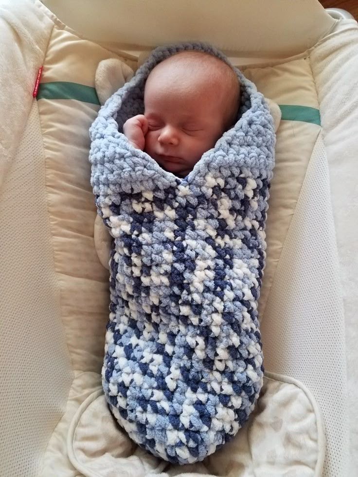 Crochet Baby Cocoon With Bernat Blanket Yarn Modeled By My Son 