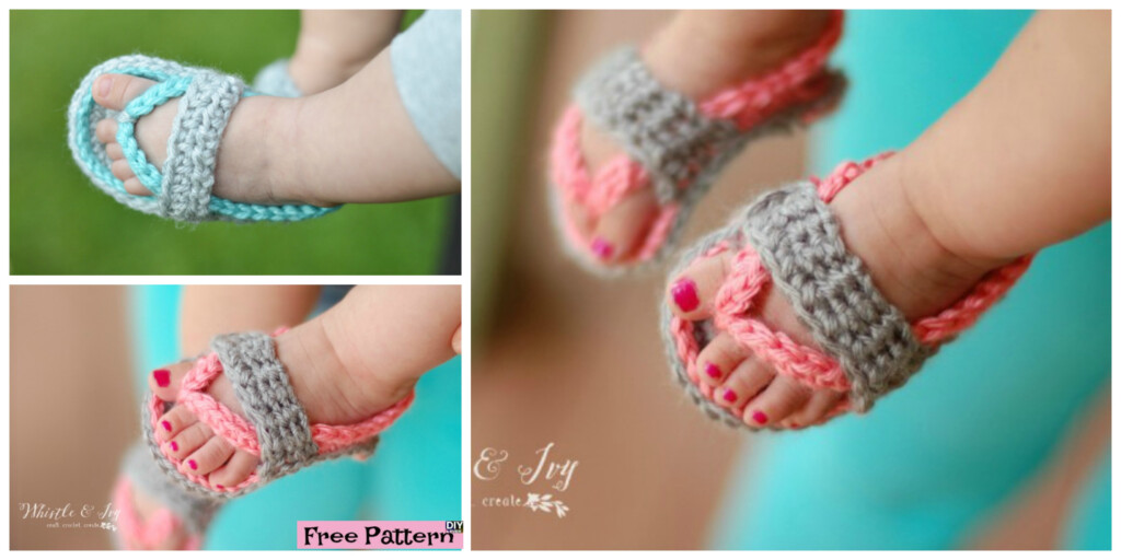 Crochet Baby Flip Flop Sandals Free Pattern DIY 4 EVER