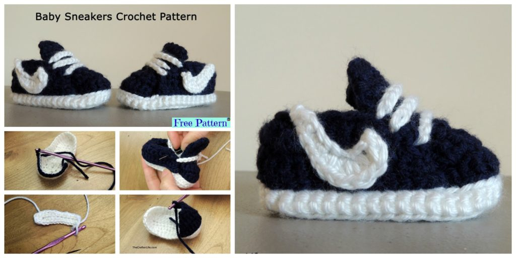 Crochet Baby Nike Sneakers Free Pattern DIY 4 EVER