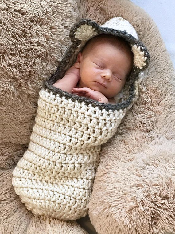 Crochet Cocoon Pattern Newborn Photo Prop EASY Chunked Bear Cocoon 