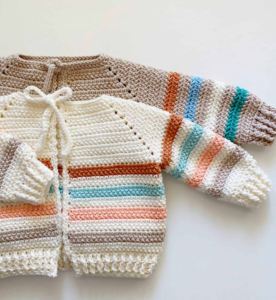 Crochet Cotton Stripes Baby Sweater Daisy Farm Crafts