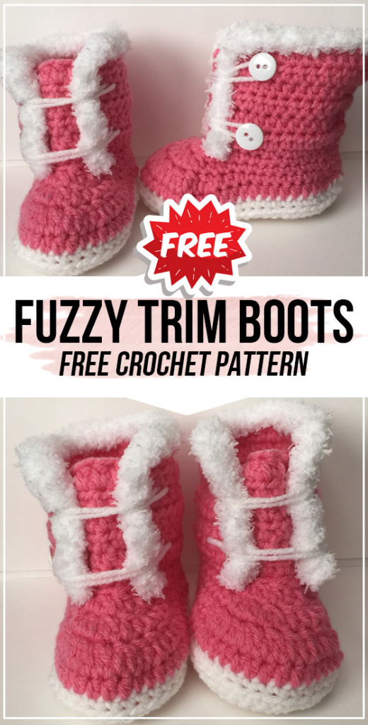 Crochet Fuzzy Trim Boots Free Pattern Crochet Baby Booties Pattern 