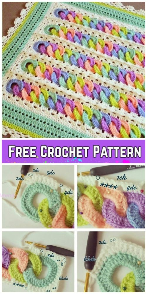 Crochet Interlocking Rainbow Ring Baby Blanket Free Crochet Pattern 