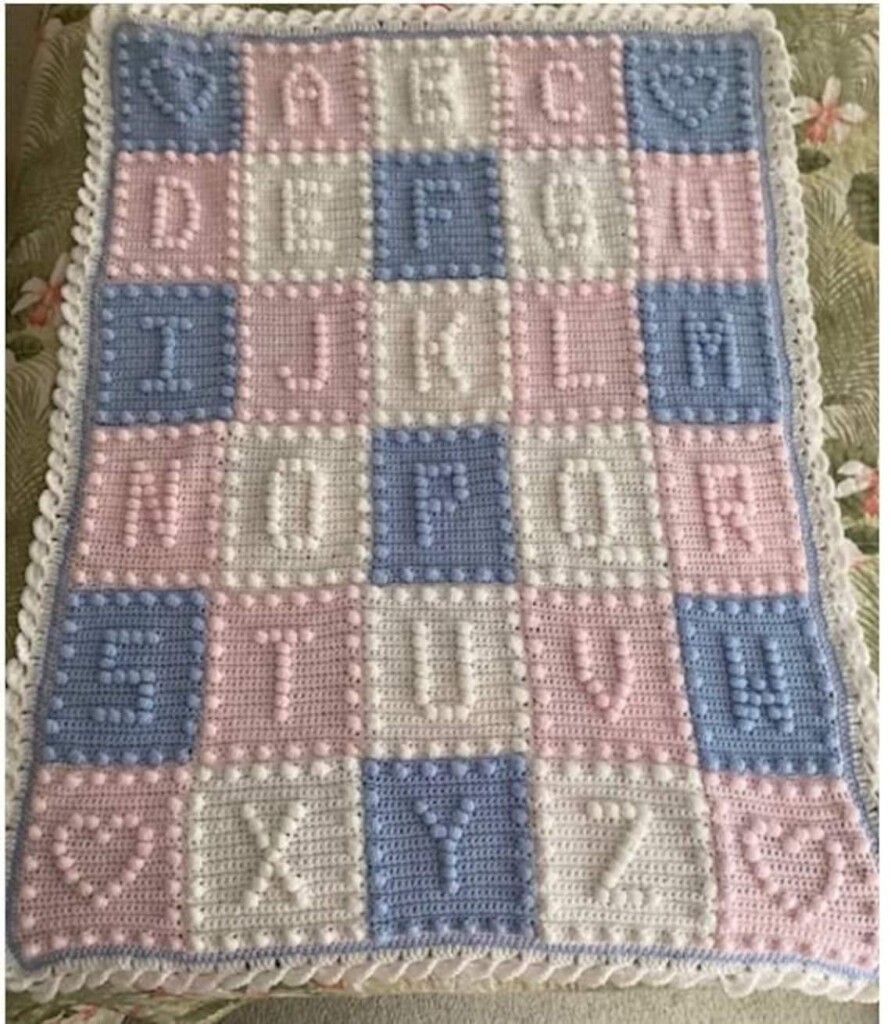 Crochet Pattern Alphabet Baby Blanket Puff Stitch By Pam Etsy