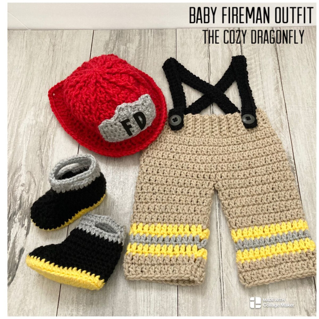 CROCHET PATTERN Baby Fireman Outfit 0 12 Months Baby Firemen Hat 