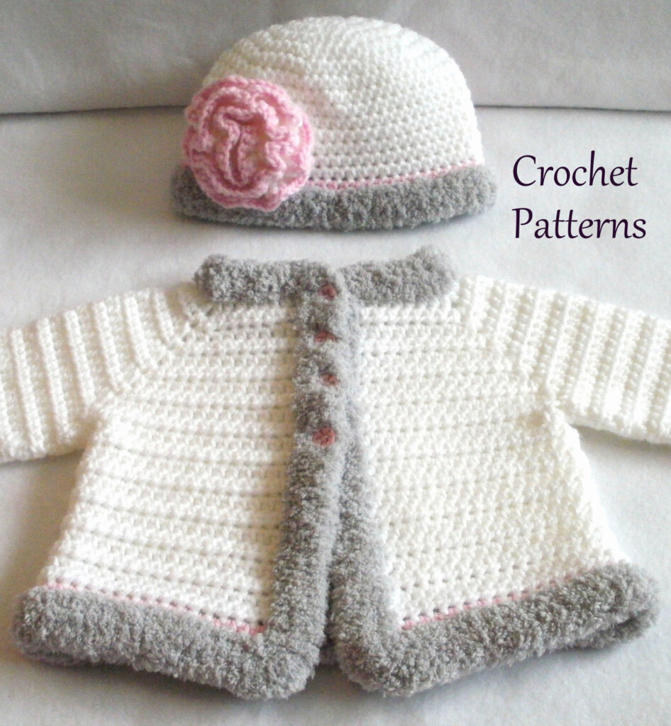 Crochet PATTERN Baby Sweater Hat Patterns The Laura Baby