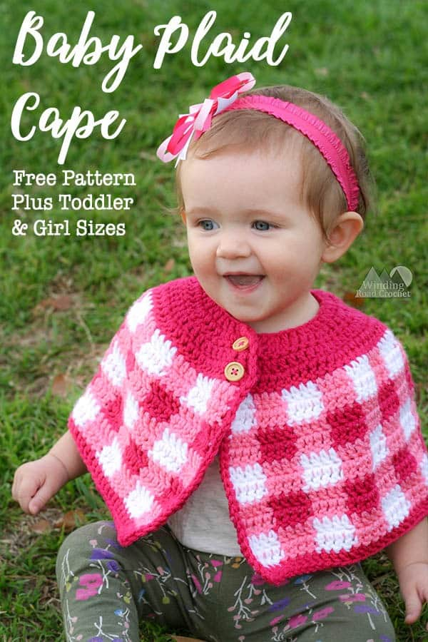 Crochet Plaid Cape With Baby And Girl Sizes Winding Road Crochet