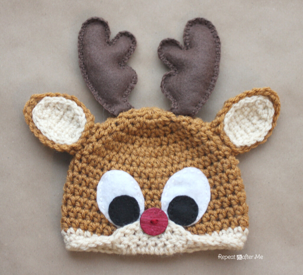 Crochet Rudolph The Reindeer Hat Pattern Repeat Crafter Me