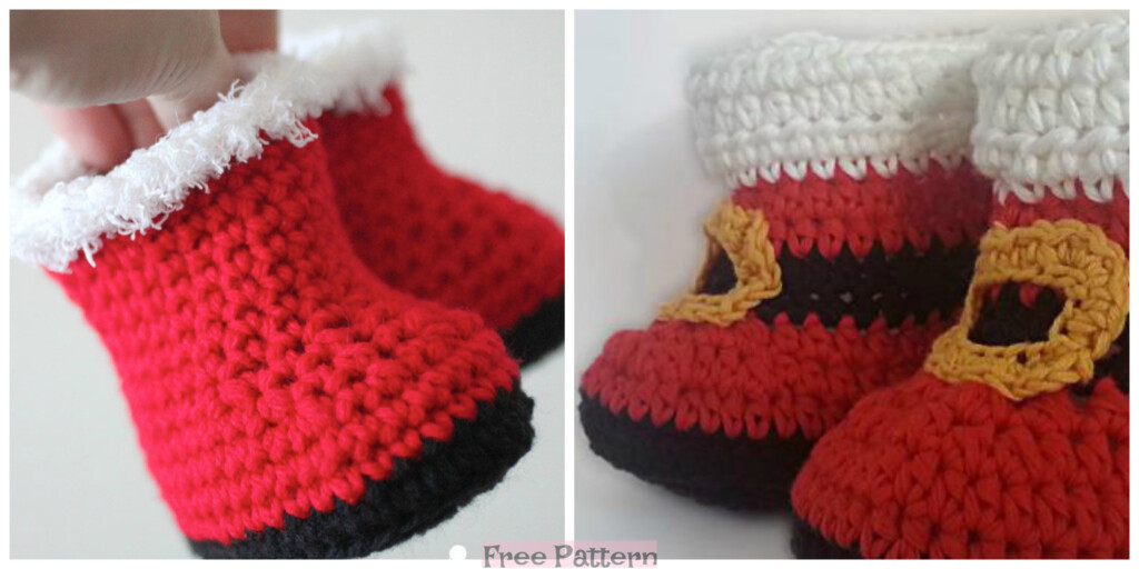 Crochet Santa Baby Booties Free Patterns DIY 4 EVER