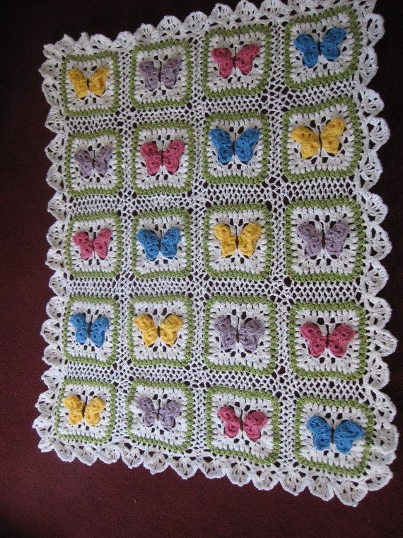 Crocheted Butterfly Kisses Baby Afghan By JodysRagsToRiches 95 00 