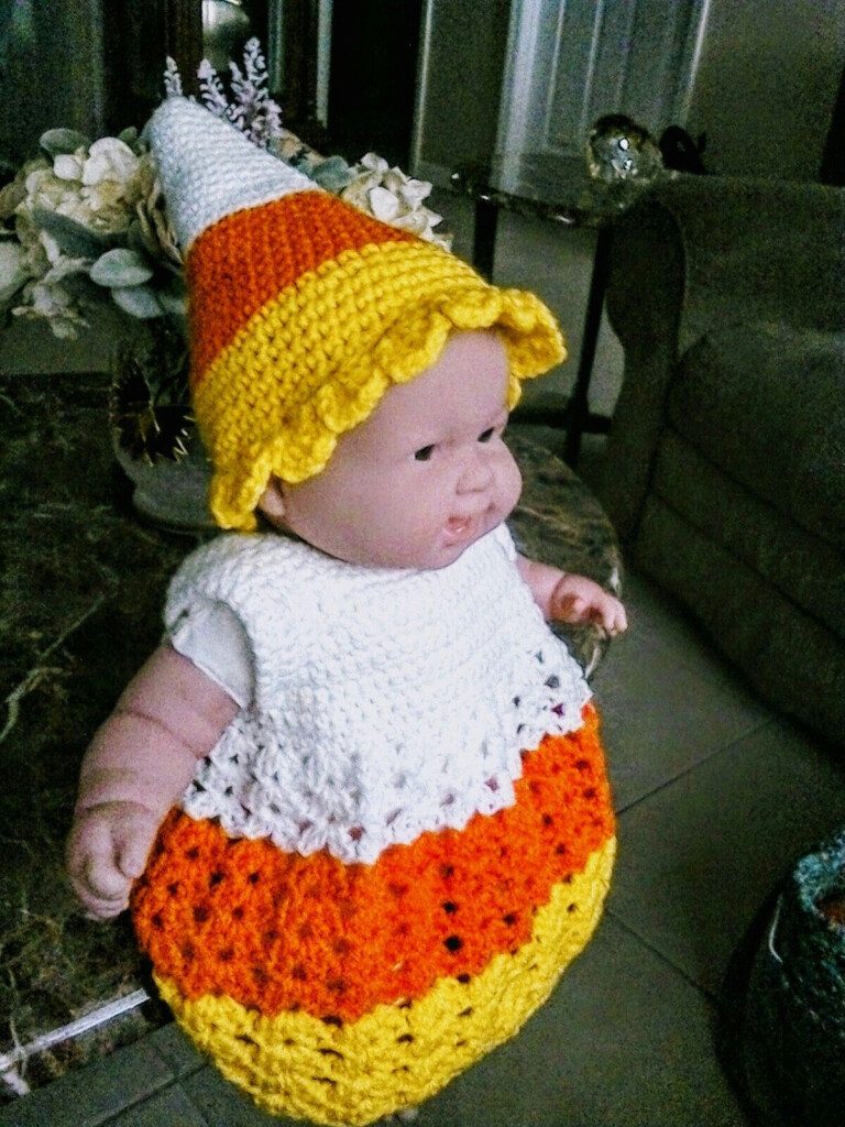 Crocheted Candy Corn Dress And Hat Crochet Patterns Baby Girl Crochet 