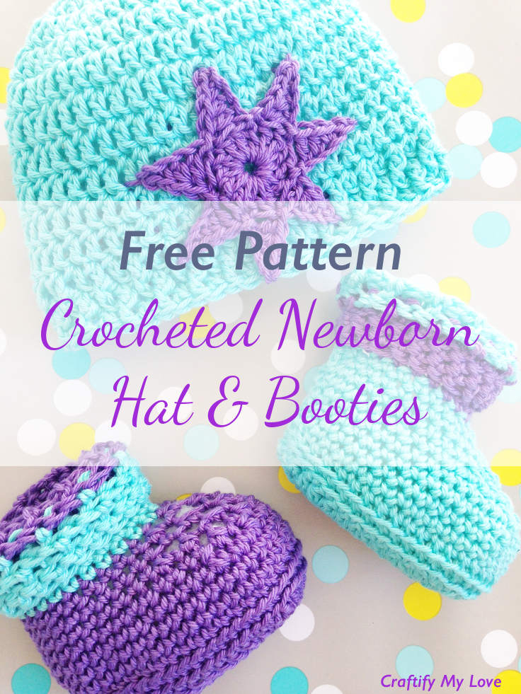 Crocheted Newborn Booties And Matching Hat Free Pattern Craftify My 