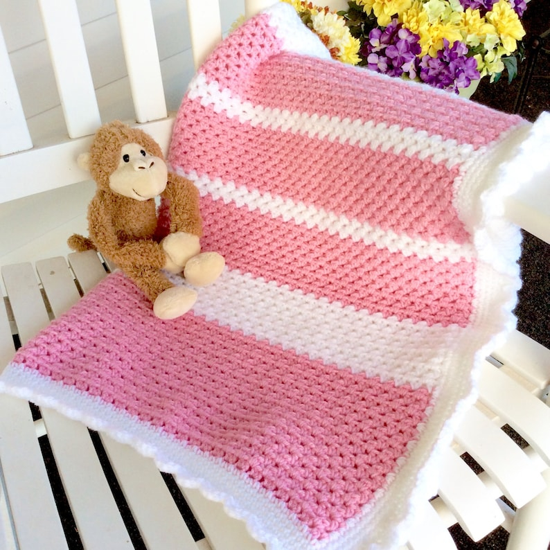 Easy Baby Blanket Crochet Pattern Beginner Or Intermediate Etsy