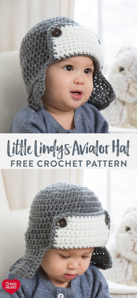 Free Easy Red Heart Little Lindy s Aviator Hat Crochet Pattern 