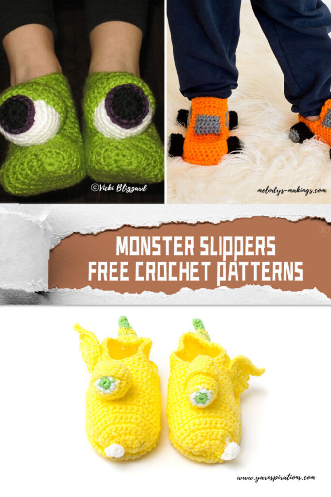 FREE Monster Slippers Crochet Patterns IGOODideas