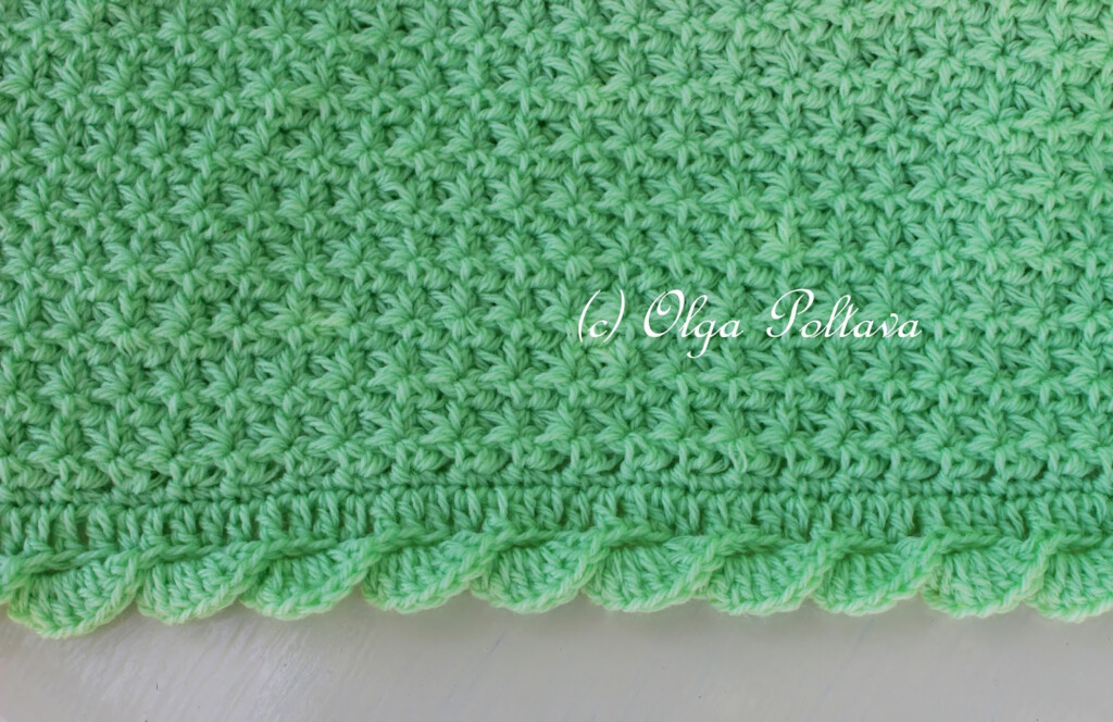 Lacy Crochet Star Stitch Baby Blanket With Scalloped Trim