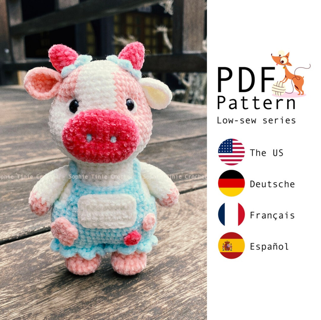 Low sew Cow Crochet Pattern Asari The Gamie Cow Amigurumi Cow PDF 