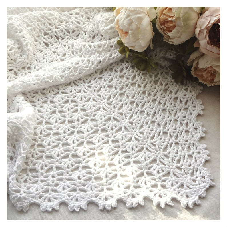 PDF Pattern Crochet Lace Square Baby Blanket Summer Lacy Etsy