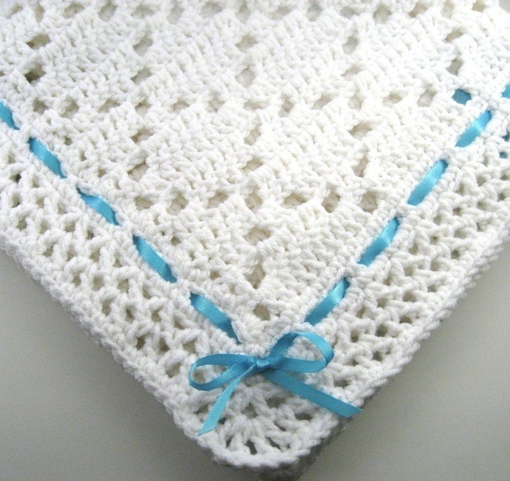 PDF Pattern Crocheted Baby Afghan DIAMOND LACE Baby Afghan