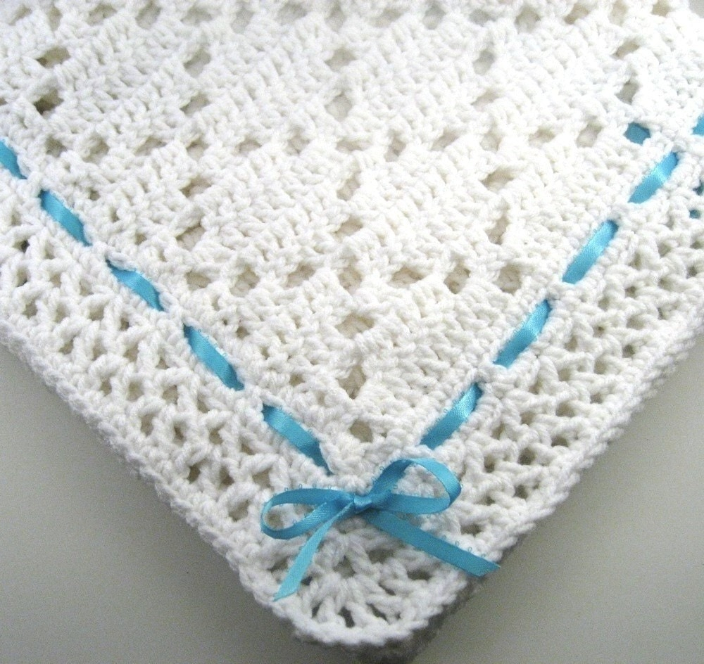 PDF Pattern Crocheted Baby Afghan DIAMOND LACE Baby Afghan