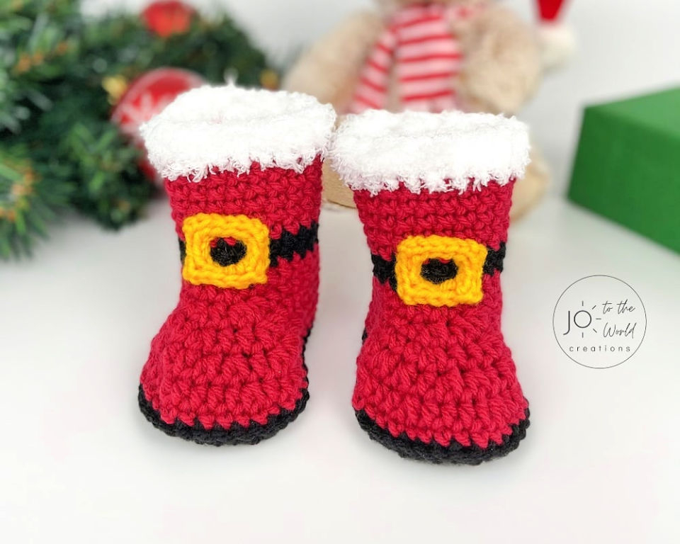 Santa Baby Booties Crochet Pattern Weave Crochet