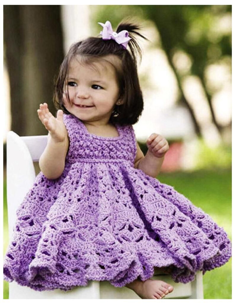 Vintage Baby Crochet Pattern Frilled Dress Ruffled Dress Yoke Etsy 