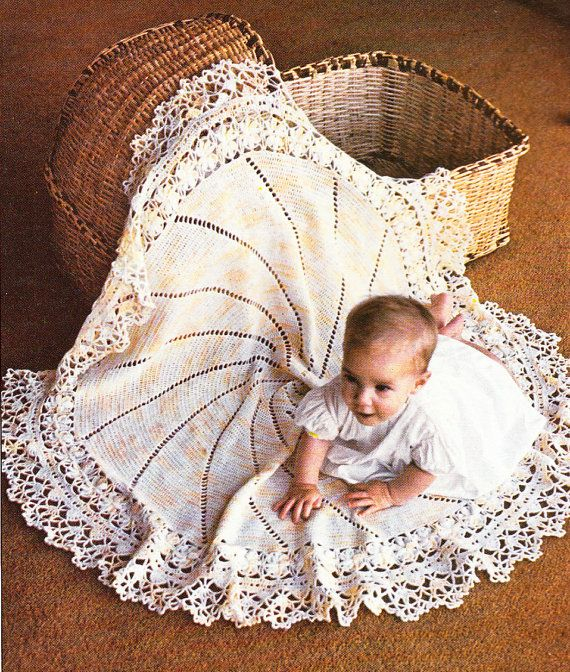 Vintage Lacy Circular BABY SHAWL Crochet Pattern PDF Crocheting 